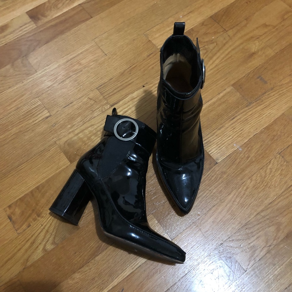 H&M Black Patent Pointed Ankle Boot